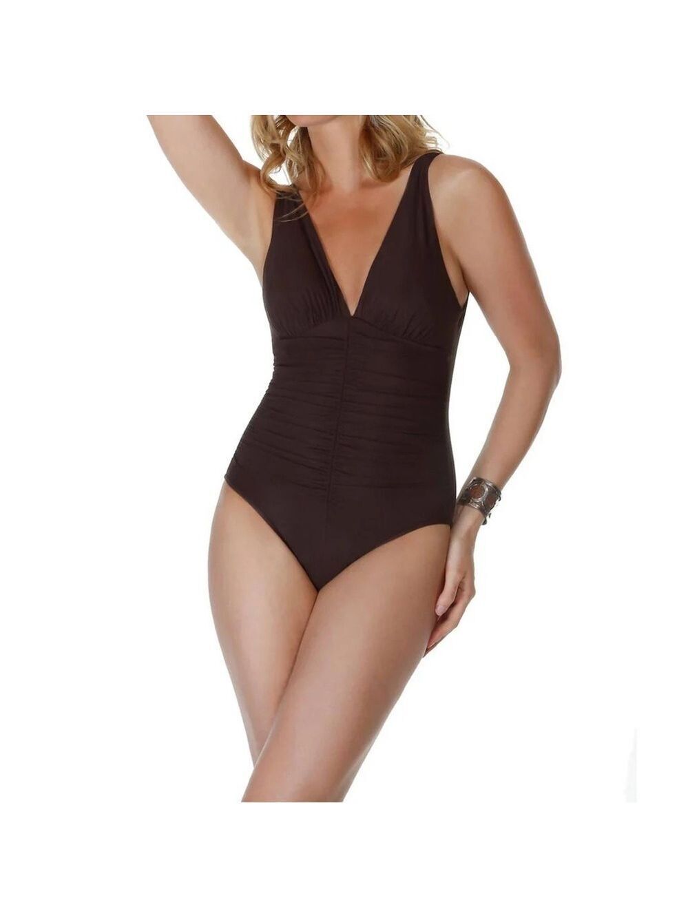 Miraclesuit D Cup Brown One-Piece Swimsuit Sz 14